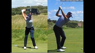 Justin Thomas golf swing  Long Iron faceon amp downtheline July 2017 [upl. by Rudie]