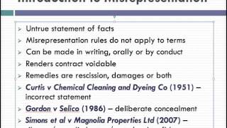 Misrepresentation Lecture 1 of 4 [upl. by Nauq761]